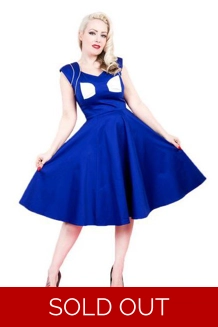 Blue White Bow Lady Hepburn Dress UK P&P Included