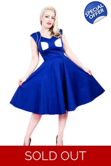 Blue White Bow Lady Hepburn Dress UK P&P Included