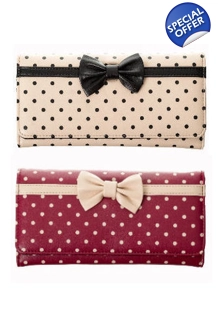 Cool Polka Dot and Bow Wallet/Purse, UK P&P Incl..