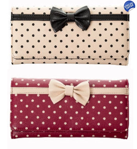 Cool Polka Dot and Bow Wallet/Purse, UK P&P Included Cool Polka Dot and Bow Wallet/Purse, UK P&P Included