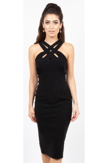 LAST 1 - Voodoo Vixen Lillian black Cross Neck W..