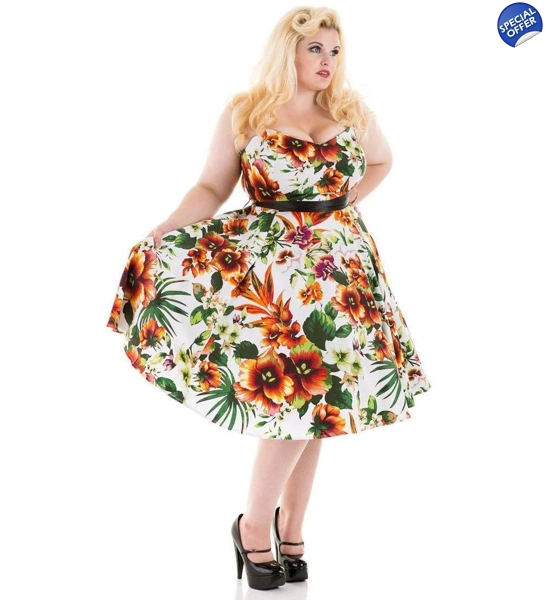 PLUS SIZE Floral Swing Dress FREE UK P P