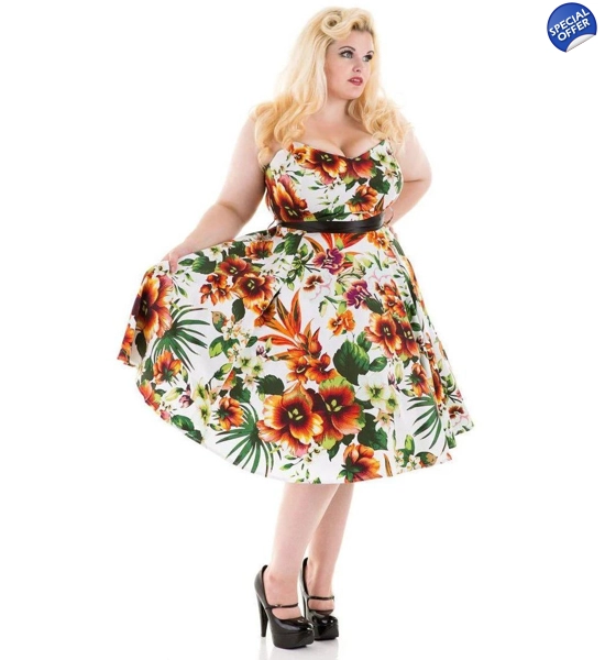 PLUS SIZE Floral Swing Dress FREE UK P&P