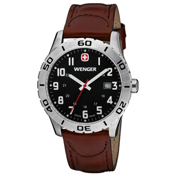 Wenger 01.0741.103 Men's Grenadier Leather Strap Watch