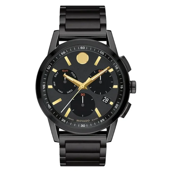 Movado Museum Sport Chronograph 0607802 Black Stainless Steel Watches For Men