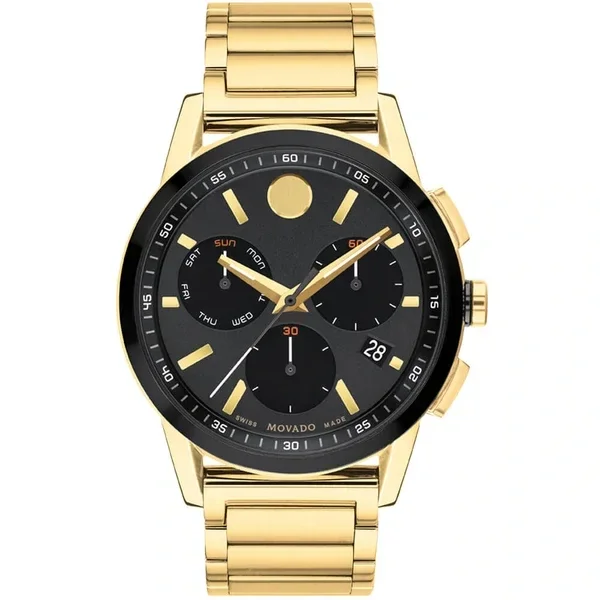 Movado Museum Sport Chronograph 0607803 Gold Stainless Steel Watches For Men