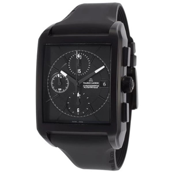 Men's Pontos Automatic Chronograph Black Rubber Black Dial
