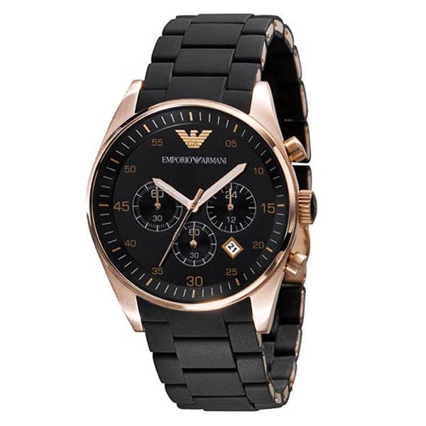 Emporio Armani Mens Black & Rose Gold Sportivo Watch