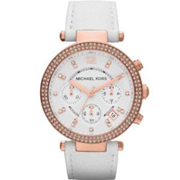 Michael Kors MK2281 White Dial Leather Strap Ladies Watch