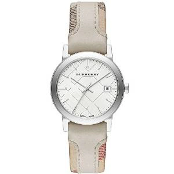 Burberry womens Haymarket Check and Leather Strap ladies Watch BU9132