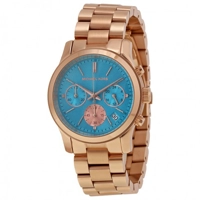 Michael Kors MK6164 Blue Dial Rose Gold-plated..