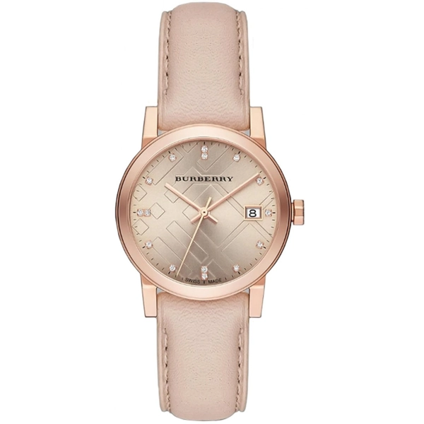 Burberry BU9130 Rose Gold White Authentic Leather Womens Watch