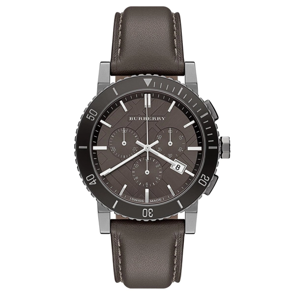 Burberry BU9384 Stainless Steel Case Grey Leather Men's Watch