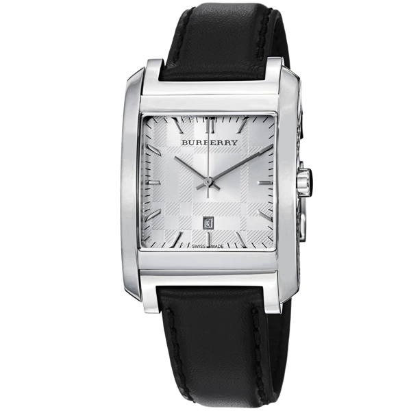 Burberry mens watch leather band clearance