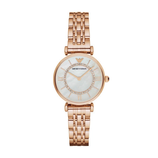 Emporio Armani AR1909 Mother Of Pearl Rose Gold Ladies Watch Pre Owned