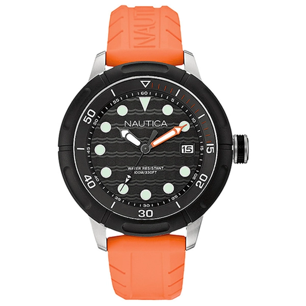 Nautica A16598G zxc Orange Resin Black Dial Men's Watch