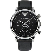 Emporio Armani Men's Classic AR1828 Black Leat..