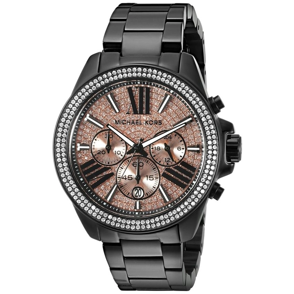 Michael Kors Chronograph Rose Dial Black Ladies Watch MK5879