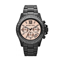 Michael Kors Everest Peach Dial Black Ion-plat..