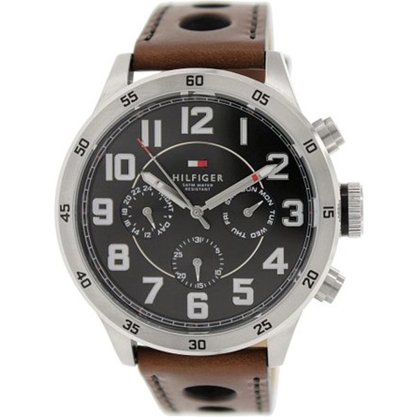 Tommy Hilfiger Trent Multifunction Brown Leather Mens Watch 1791049