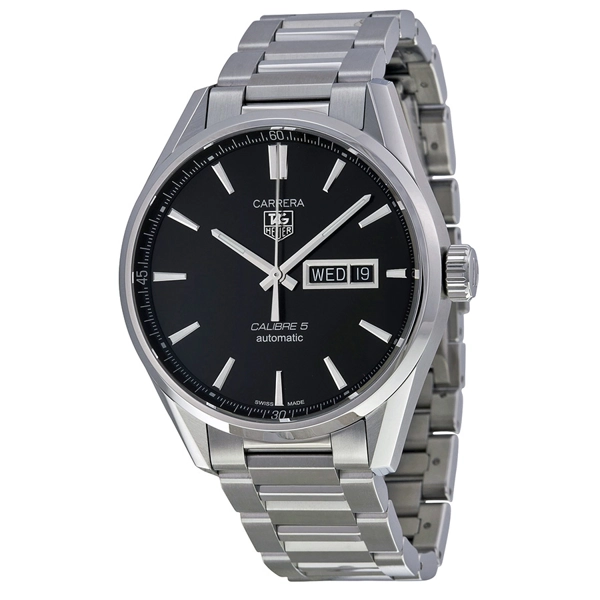 Tag Heuer Carrera Automatic Black Dial Stainless Steel Mens Watch