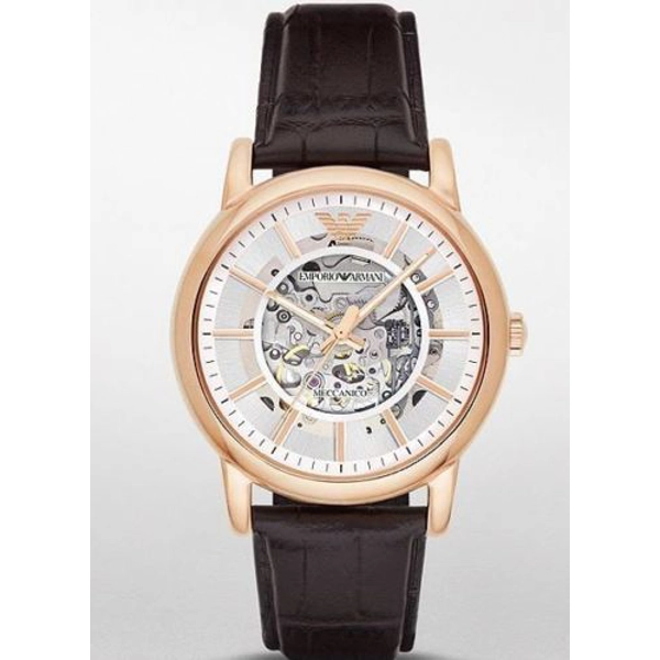 Emporio Armani Automatic Watch AR1983 Brown Leather Band