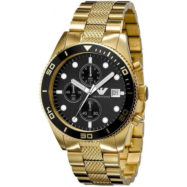 Armani ar5857 Gents Gold Stainless Steel Chronograph Watch