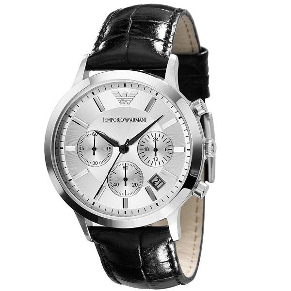 Armani ar2432 Mens Classic Chronograph Leather Strap Watch