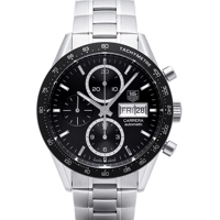 Carrera Automatic Chronograph Black Dial Stain..
