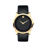 Movado Black Dial Leather Men's Watch 0606876