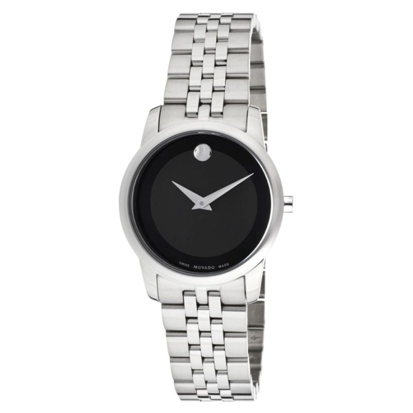 Movado Museum Black Dial Stainless Steel Ladies Watch 0606505