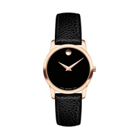 Movado Museum Black Dial Leather Ladies Watch ..
