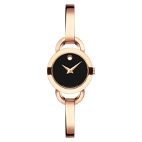 Movado Black Dial Ladies Rose Gold Tone Watch ..