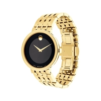 Movado Black Dial Men's Gold Tone 0607059 Watch