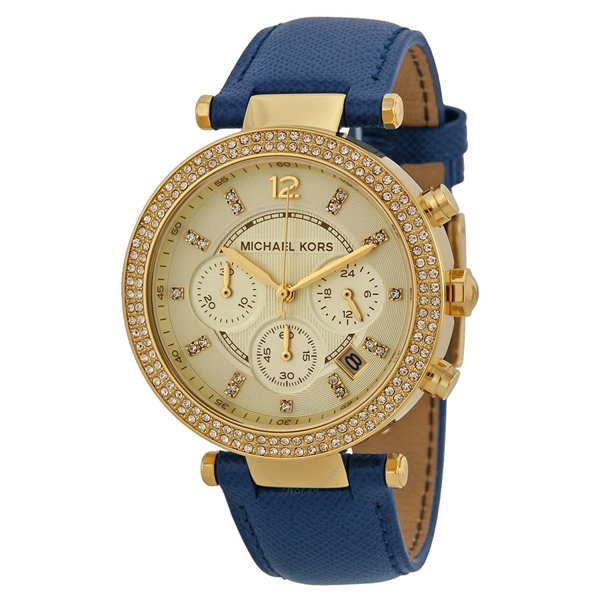 Michael Kors MK2280 Gold Dial Leather Strap Ladies Watch