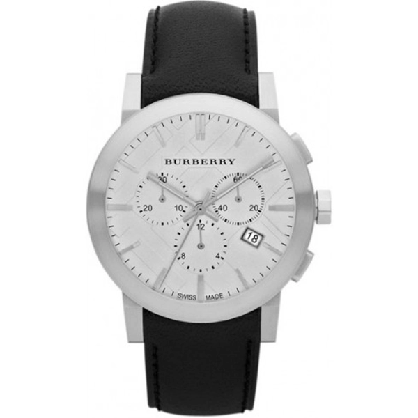 Burberry BU9355 Silver Dial Chronograph Black Leather Men’s Watch