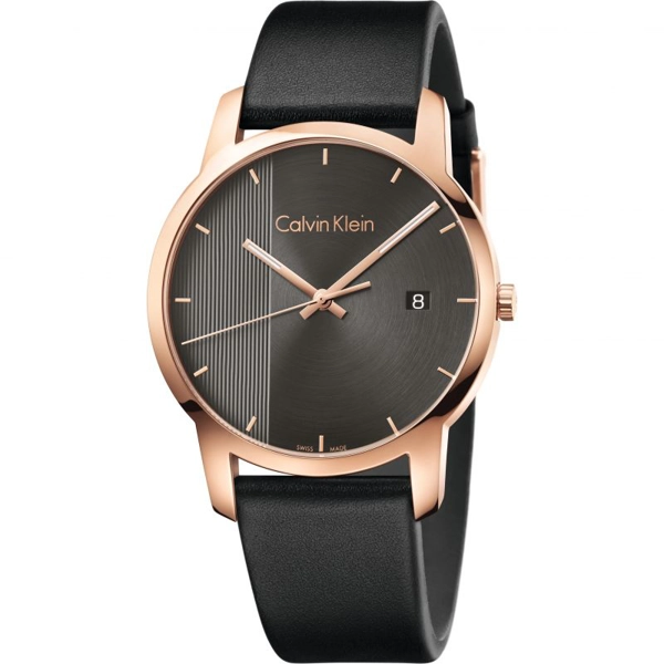 Calvin Klein K2G2G6C3 Mens Black Leather City Watch