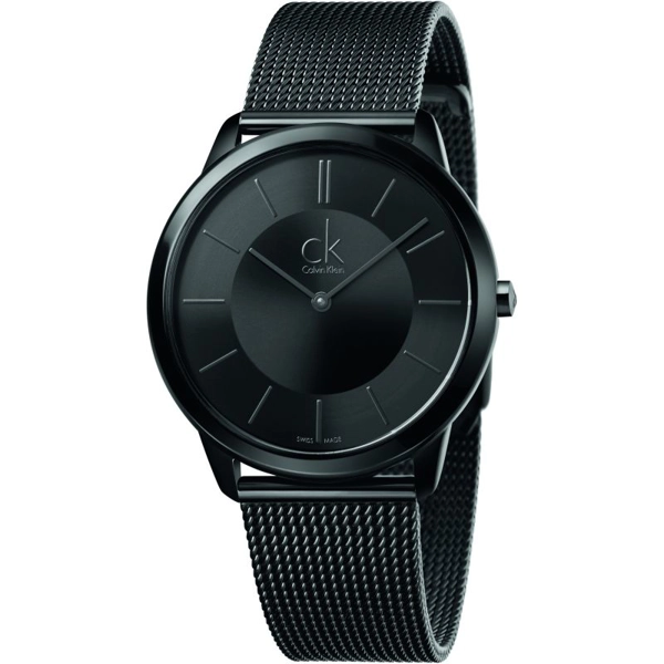 Calvin Klein K3M214B1 Mens Minimal Black Mesh Strap Black Dial Watch