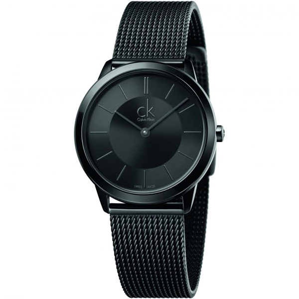 Calvin Klein K3M224B1 Minimal Black Mesh Strap Black Dial Women Watch