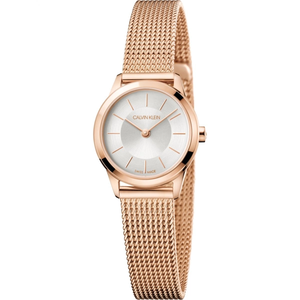 Calvin Klein K3M23626 Ladies Rose Gold Mesh Bracelet White Dial Watch