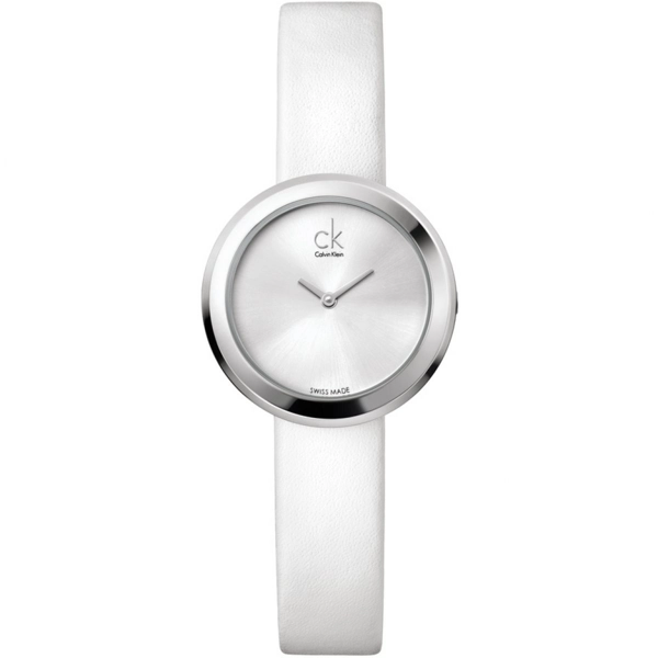 Calvin Klein K3N231L6 Firm Stainless White Leather Strap Women Watch