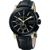 Gucci YA101203 G-Chrono Black Dial Black Leath..