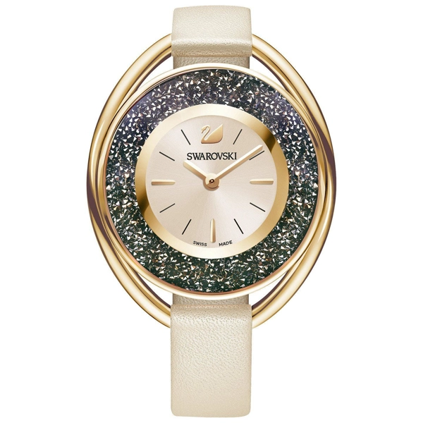 Swarovski 5296319 Crystalline Oval Beige Leather Strap Ladies Watch