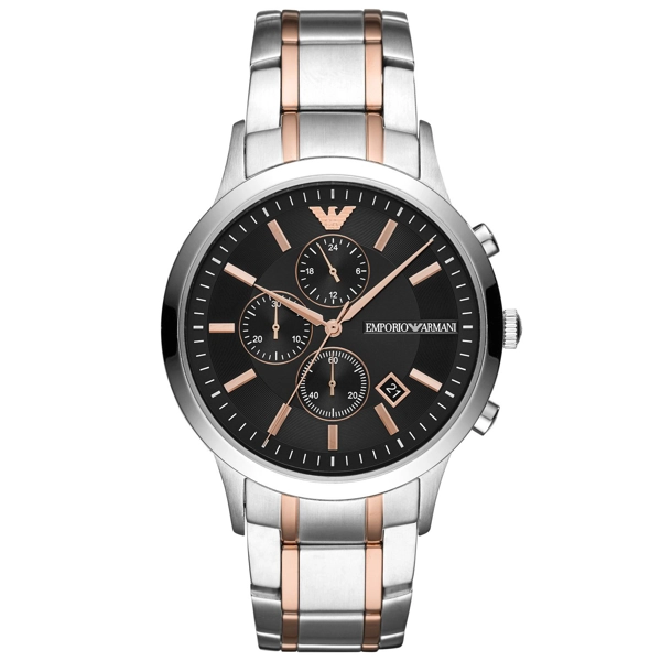 Emporio Armani AR11165 Two-Tone Stainless Steel Black Dial Men’s Watch