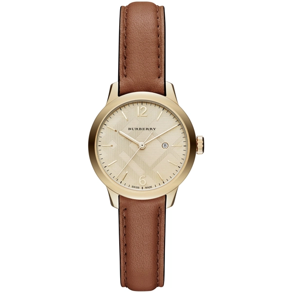 Burberry BU10101 Champagne Check Stamped Gold Dial Ladies Watch