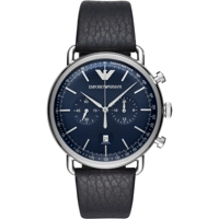 Emporio Armani AR11105 Blue Dial Black Leather..
