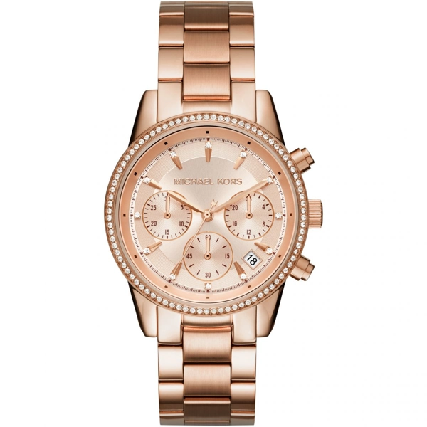 Michael Kors MK6357 Ritz Chronograph Rose Dial Women's Bracelet Watch