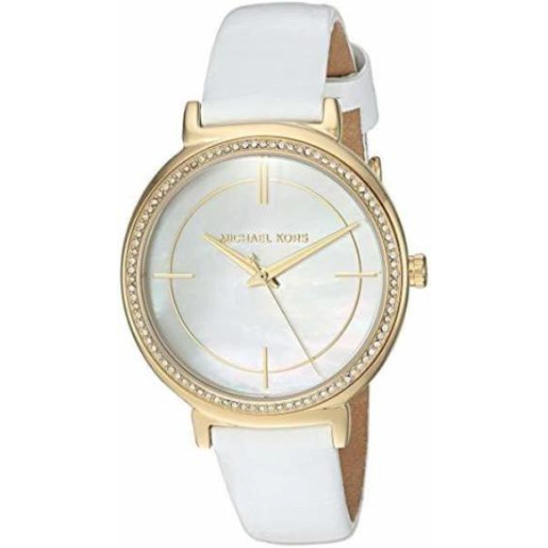 Michael Kors MK2662 Cinthia Silver Dial White Leather Ladies Watch