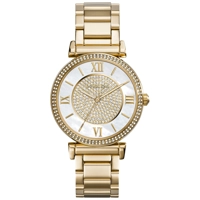 Michael Kors MK3332 Catlin White Dial Gold Pla..