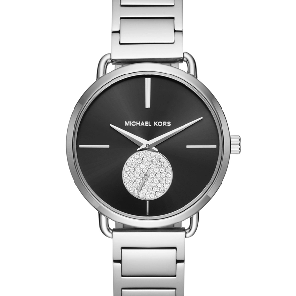 Michael Kors MK3638 Portia Black Dial Stainless Steel Ladies Watch